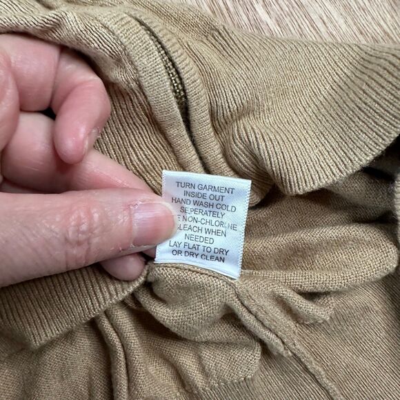 Paul Fredrick Silk Cotton Cashmere Zip Sweater Vest 3XL Tan Camel Knit Mens - Picture 5 of 6